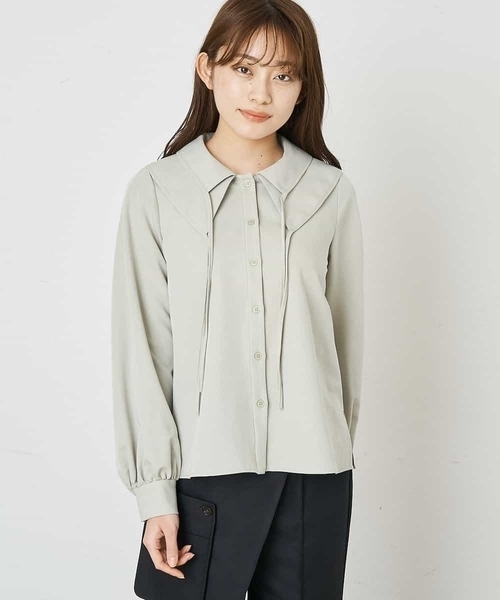 A de a.v.v（アードアー・ヴェ・ヴェ）の「二重襟リボンブラウス（シャツ/ブラウス・レディース・ホワイト/グリーン・38/36）」の11枚目の写真