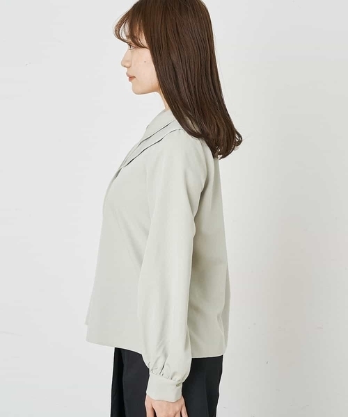 A de a.v.v（アードアー・ヴェ・ヴェ）の「二重襟リボンブラウス（シャツ/ブラウス・レディース・ホワイト/グリーン・38/36）」の12枚目の写真