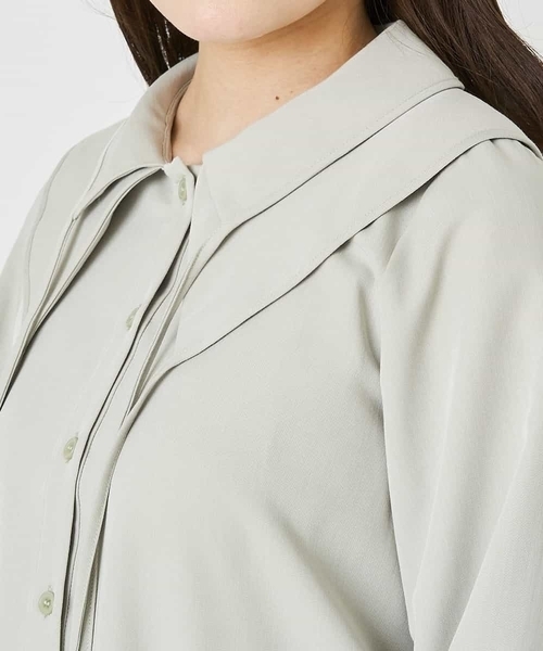 A de a.v.v（アードアー・ヴェ・ヴェ）の「二重襟リボンブラウス（シャツ/ブラウス・レディース・ホワイト/グリーン・38/36）」の14枚目の写真