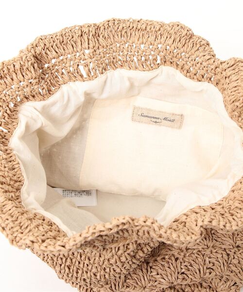 Samansa Mos2(サマンサ モスモス)の「ペーパー巾着バッグ(エコバッグ/サブバッグ・レディース・ベージュ/チャコール・フリ-)」の6枚目の写真