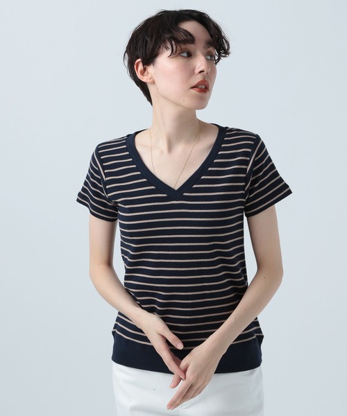 BAYFLOW(ベイフロー)の「オーガニックコットンVネックプルオーバー(Tシャツ/カットソー・レディース・その他1/カーキ/その他2/オフホワイト/ブラック・SMALL/MEDIUM/LARGE)」の5枚目の写真