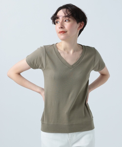 BAYFLOW(ベイフロー)の「オーガニックコットンVネックプルオーバー(Tシャツ/カットソー・レディース・その他1/カーキ/その他2/オフホワイト/ブラック・SMALL/MEDIUM/LARGE)」の4枚目の写真