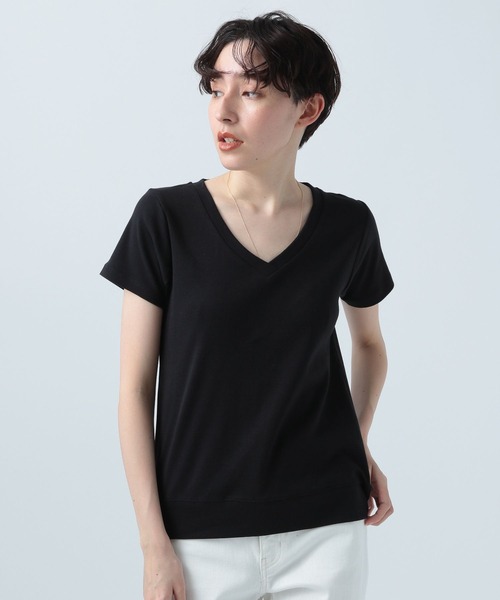 BAYFLOW(ベイフロー)の「オーガニックコットンVネックプルオーバー(Tシャツ/カットソー・レディース・その他1/カーキ/その他2/オフホワイト/ブラック・SMALL/MEDIUM/LARGE)」の3枚目の写真