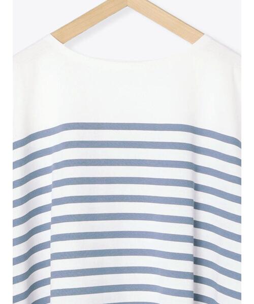 Samansa Mos2 blue（サマンサモスモスブルー）の「ボーダーバスクチュニックTシャツ（Tシャツ/カットソー・レディース・オフホワイト/グレー/ブルー・ﾌﾘ-）」の9枚目の写真