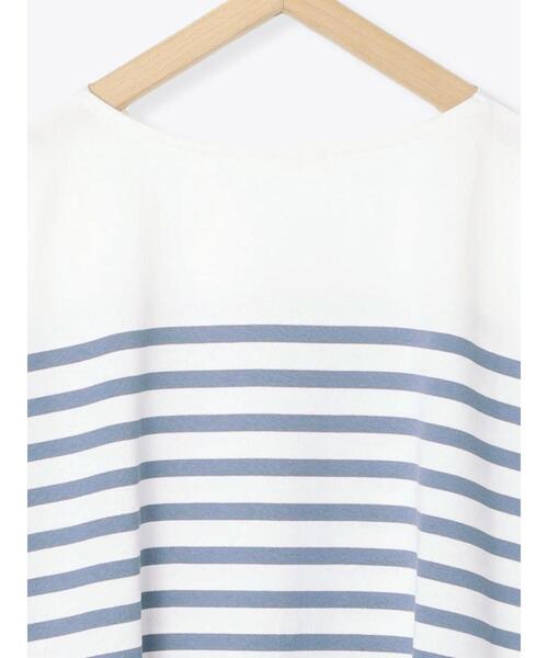 Samansa Mos2 blue（サマンサモスモスブルー）の「ボーダーバスクチュニックTシャツ（Tシャツ/カットソー・レディース・オフホワイト/グレー/ブルー・ﾌﾘ-）」の12枚目の写真