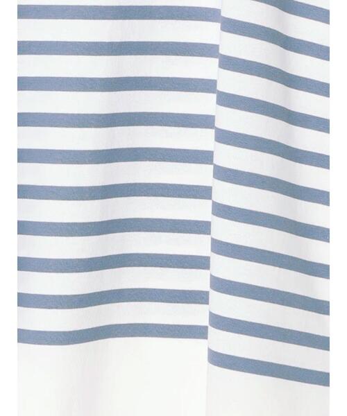Samansa Mos2 blue（サマンサモスモスブルー）の「ボーダーバスクチュニックTシャツ（Tシャツ/カットソー・レディース・オフホワイト/グレー/ブルー・ﾌﾘ-）」の13枚目の写真