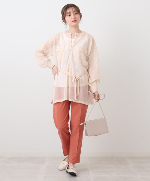 DRESKIP（ドレスキップ）の「◆【洗える】シアーシャツ風レビータニットカーディガン（カーディガン/ボレロ・レディース・ブラック/オリーブ/ライトベージュ/ピンク系・02/03）」の21枚目の写真