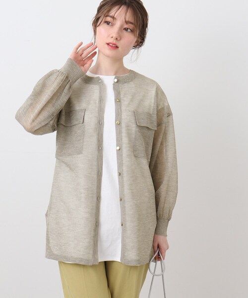 DRESKIP（ドレスキップ）の「◆【洗える】シアーシャツ風レビータニットカーディガン（カーディガン/ボレロ・レディース・ブラック/オリーブ/ライトベージュ/ピンク系・02/03）」の12枚目の写真