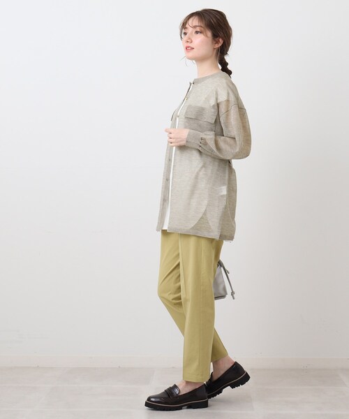 DRESKIP（ドレスキップ）の「◆【洗える】シアーシャツ風レビータニットカーディガン（カーディガン/ボレロ・レディース・ブラック/オリーブ/ライトベージュ/ピンク系・02/03）」の7枚目の写真