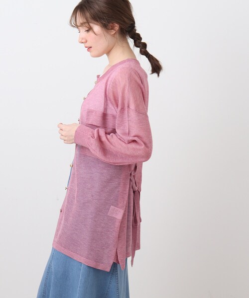 DRESKIP（ドレスキップ）の「◆【洗える】シアーシャツ風レビータニットカーディガン（カーディガン/ボレロ・レディース・ブラック/オリーブ/ライトベージュ/ピンク系・02/03）」の13枚目の写真