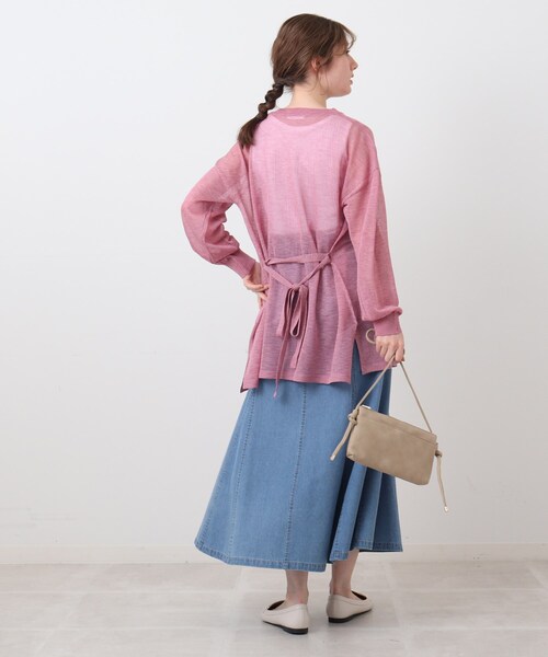 DRESKIP（ドレスキップ）の「◆【洗える】シアーシャツ風レビータニットカーディガン（カーディガン/ボレロ・レディース・ブラック/オリーブ/ライトベージュ/ピンク系・02/03）」の8枚目の写真