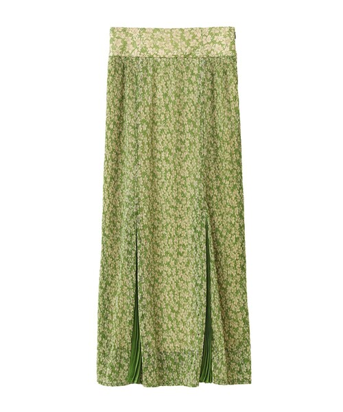 CLANE(クラネ)の「【CLANE/クラネ】PLEATS FLORET SKIRT/プリーツフローレットスカート 12109-6092(スカート・レディース・ブラック/グリーン・0/1)」の1枚目の写真