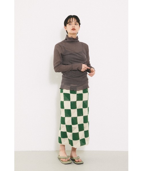 BLACK BY MOUSSY（ブラックバイマウジー）の「block crochet knit skirt（ブロッククロシェニットスカート）（スカート・レディース・アイボリー/グリーン系その他・FREE）」の14枚目の写真