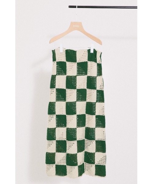 BLACK BY MOUSSY（ブラックバイマウジー）の「block crochet knit skirt（ブロッククロシェニットスカート）（スカート・レディース・アイボリー/グリーン系その他・FREE）」の3枚目の写真
