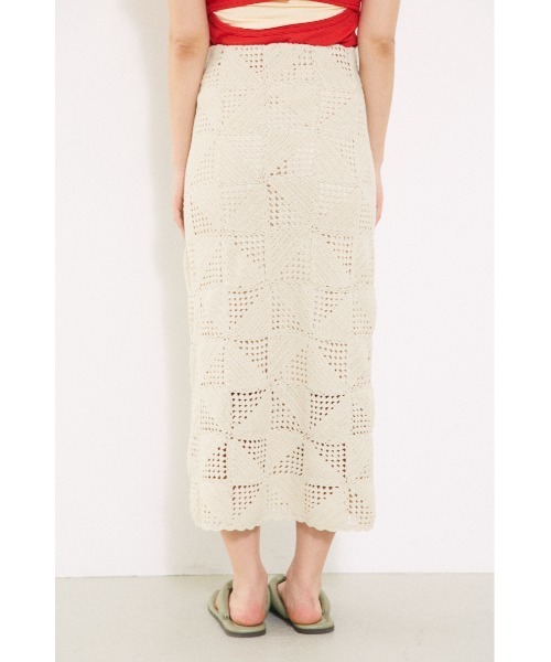 BLACK BY MOUSSY（ブラックバイマウジー）の「block crochet knit skirt（ブロッククロシェニットスカート）（スカート・レディース・アイボリー/グリーン系その他・FREE）」の7枚目の写真