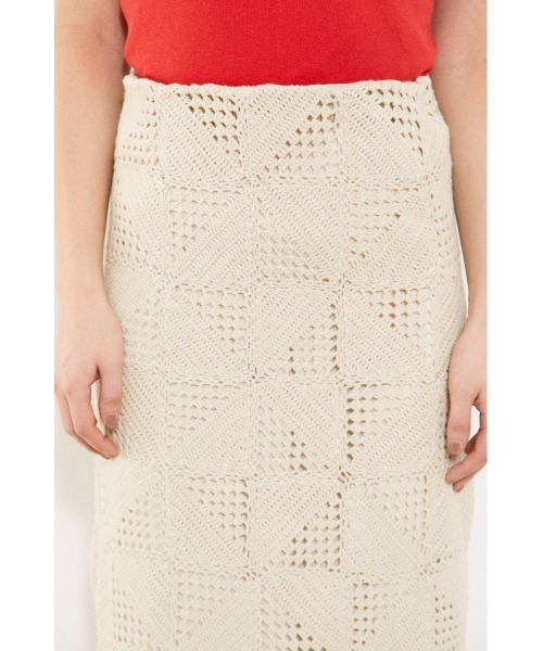 BLACK BY MOUSSY（ブラックバイマウジー）の「block crochet knit skirt（ブロッククロシェニットスカート）（スカート・レディース・アイボリー/グリーン系その他・FREE）」の8枚目の写真