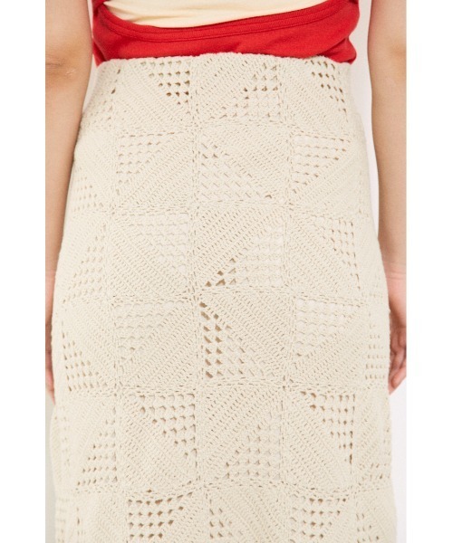 BLACK BY MOUSSY（ブラックバイマウジー）の「block crochet knit skirt（ブロッククロシェニットスカート）（スカート・レディース・アイボリー/グリーン系その他・FREE）」の9枚目の写真