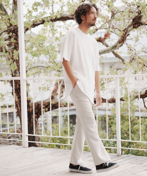 CAMBIO（カンビオ）の「mt7922-Waffle Long Length Short Sleeve Cut sew カットソー（Tシャツ/カットソー・メンズ・ホワイト/ブラック・S/M/L）」の3枚目の写真