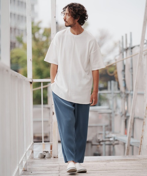 CAMBIO（カンビオ）の「mt7922-Waffle Long Length Short Sleeve Cut sew カットソー（Tシャツ/カットソー・メンズ・ホワイト/ブラック・S/M/L）」の21枚目の写真