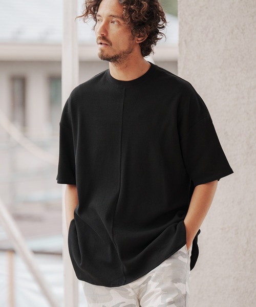 CAMBIO（カンビオ）の「mt7922-Waffle Long Length Short Sleeve Cut sew カットソー（Tシャツ/カットソー・メンズ・ホワイト/ブラック・S/M/L）」の15枚目の写真