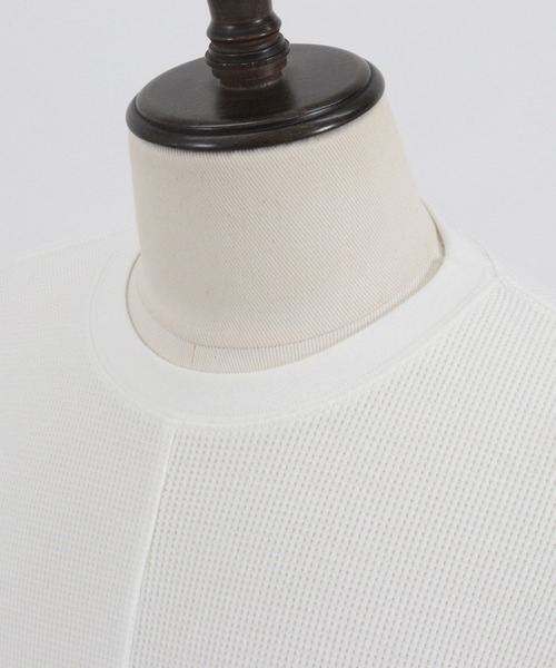 CAMBIO（カンビオ）の「mt7922-Waffle Long Length Short Sleeve Cut sew カットソー（Tシャツ/カットソー・メンズ・ホワイト/ブラック・S/M/L）」の9枚目の写真