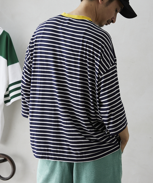 JOURNAL STANDARD relume（ジャーナルスタンダード　レリューム）の「リンガーボーダーTシャツ（Tシャツ/カットソー・メンズ・ホワイト/ネイビー/ブラウン/ブルー・MEDIUM/LARGE）」の17枚目の写真