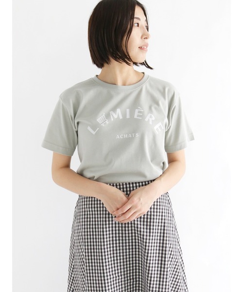 Lugnoncure(ルノンキュール)の「アーチロゴプリントTシャツ(Tシャツ/カットソー・レディース・オフホワイト/ベージュ/ミント・フリ-)」の3枚目の写真