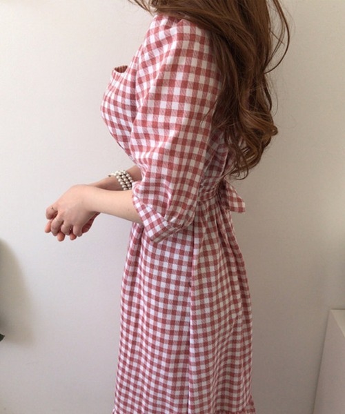 Jasmine Grandiflorum(ジャスミングランディフローラム)の「【Jasmine】ギンガムチェックスクエアネックロングワンピース (SS)(ワンピース・レディース・ブラック/レッド・MEDIUM/SMALL/LARGE)」の19枚目の写真