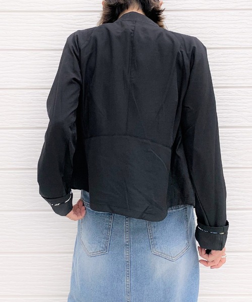 Q（キュー）の「リラックスライダース（ライダースジャケット・レディース・ブラック/オリーブ・MEDIUM）」の10枚目の写真