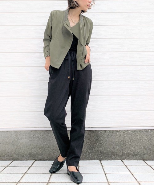 Q（キュー）の「リラックスライダース（ライダースジャケット・レディース・ブラック/オリーブ・MEDIUM）」の11枚目の写真