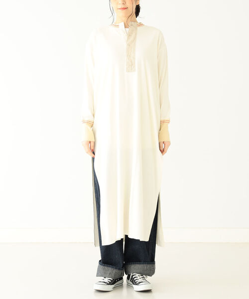 BEAMS BOY（ビームスボーイ）の「BEAMS BOY /リブ ヘンリーネック ワンピース（ワンピース・レディース・オレンジ/ナチュラル・FREE）」の6枚目の写真