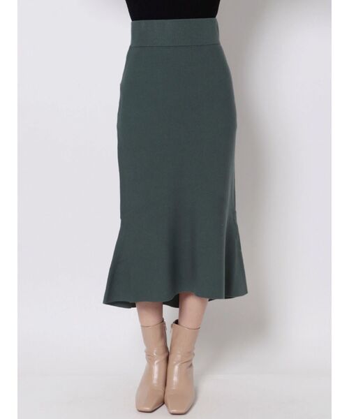 LAGUNAMOON（ラグナムーン）の「アシンメトリーヘムニットスカート（スカート・レディース・アイボリー/ブラック/ダークグリーン/モカ・SMALL/MEDIUM）」の11枚目の写真