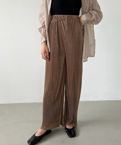 CLEA（クレア）の「セルフカット／プリーツイージーパンツ（その他パンツ・レディース・ブラック/ベージュ/ブラウン/グレー・FREE）」の4枚目の写真