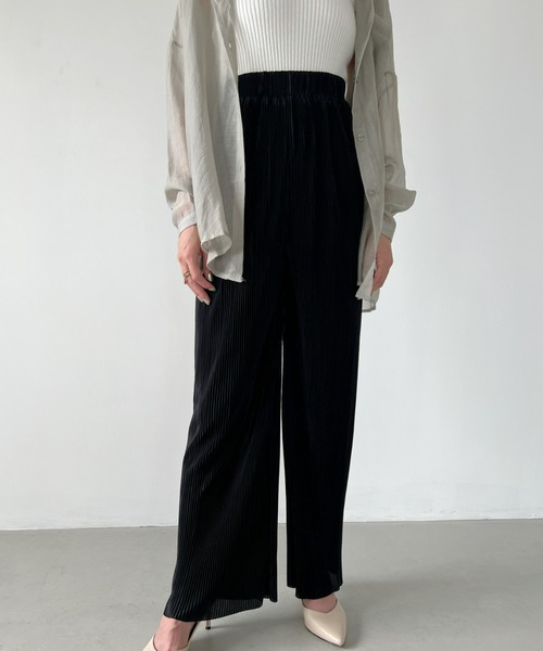 CLEA（クレア）の「セルフカット／プリーツイージーパンツ（その他パンツ・レディース・ブラック/ベージュ/ブラウン/グレー・FREE）」の2枚目の写真