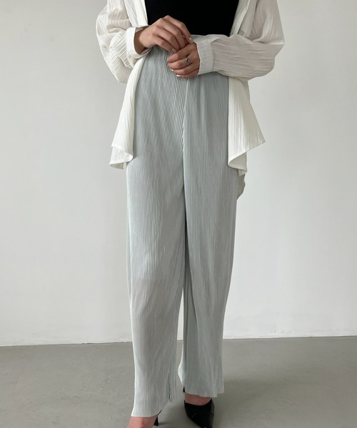 CLEA（クレア）の「セルフカット／プリーツイージーパンツ（その他パンツ・レディース・ブラック/ベージュ/ブラウン/グレー・FREE）」の5枚目の写真