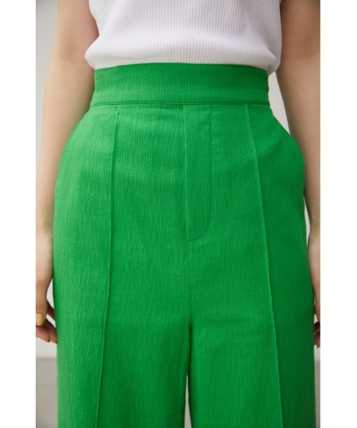 リネンパンツ　 アップルグリーン グリーン系 接触冷感ツイルアンクルスキニーパンツ 大きいサイズ