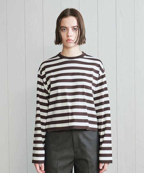 H　BEAUTY&YOUTH UNITED ARROWS（エイチビューティーアンドユースユナイテッドアローズ）の「＜H＞COTTON CROPPED LONG SLEEVE T-SHIRT/Tシャツ（Tシャツ/カットソー・レディース・ダークブラウン/レッド・FREE）」の8枚目の写真