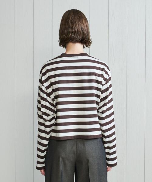 H　BEAUTY&YOUTH UNITED ARROWS（エイチビューティーアンドユースユナイテッドアローズ）の「＜H＞COTTON CROPPED LONG SLEEVE T-SHIRT/Tシャツ（Tシャツ/カットソー・レディース・ダークブラウン/レッド・FREE）」の5枚目の写真
