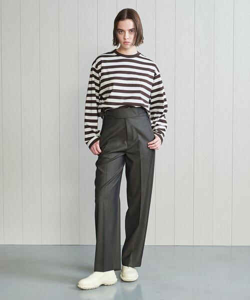 H　BEAUTY&YOUTH UNITED ARROWS（エイチビューティーアンドユースユナイテッドアローズ）の「＜H＞COTTON CROPPED LONG SLEEVE T-SHIRT/Tシャツ（Tシャツ/カットソー・レディース・ダークブラウン/レッド・FREE）」の7枚目の写真