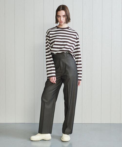 H BEAUTY&YOUTH UNITED ARROWS(エイチビューティーアンドユースユナイテッドアローズ)の「<H>COTTON CROPPED LONG SLEEVE T-SHIRT/Tシャツ(Tシャツ/カットソー・レディース・ダークブラウン/レッド・FREE)」の3枚目の写真