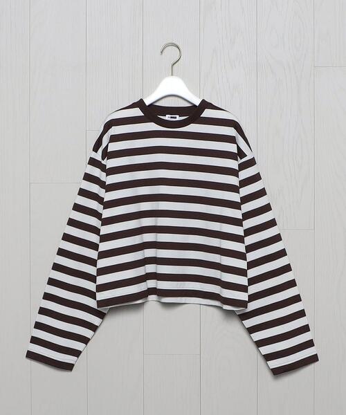 H BEAUTY&YOUTH UNITED ARROWS(エイチビューティーアンドユースユナイテッドアローズ)の「<H>COTTON CROPPED LONG SLEEVE T-SHIRT/Tシャツ(Tシャツ/カットソー・レディース・ダークブラウン/レッド・FREE)」の10枚目の写真