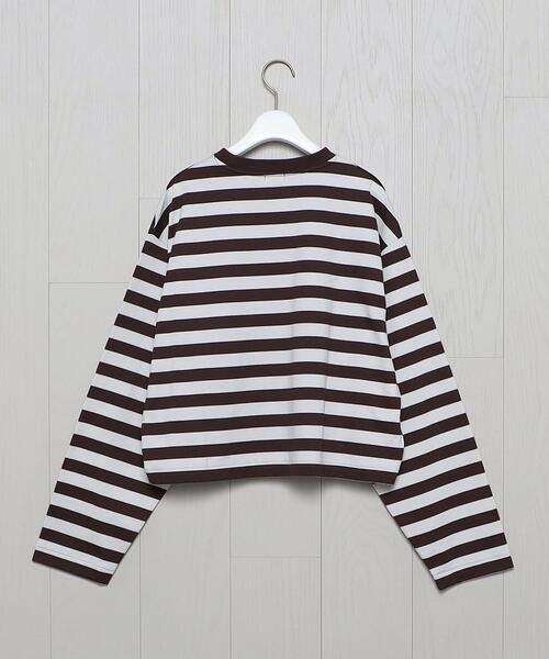 H　BEAUTY&YOUTH UNITED ARROWS（エイチビューティーアンドユースユナイテッドアローズ）の「＜H＞COTTON CROPPED LONG SLEEVE T-SHIRT/Tシャツ（Tシャツ/カットソー・レディース・ダークブラウン/レッド・FREE）」の11枚目の写真