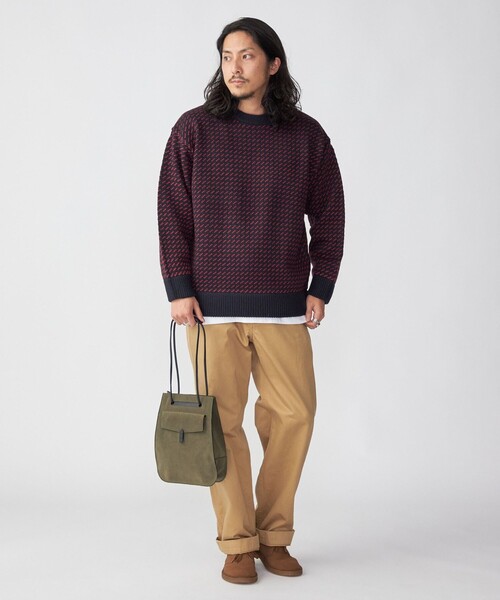 SHIPS（シップス）の「*SHIPS: リラックスフィット バーズアイ クルーネック ニット（ニット/セーター・メンズ・ダークグレー/ナチュラル/ネイビー/レッド・SMALL/MEDIUM/LARGE/X-LARGE）」の8枚目の写真