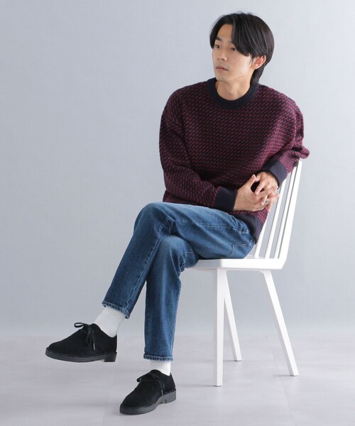 SHIPS（シップス）の「*SHIPS: リラックスフィット バーズアイ クルーネック ニット（ニット/セーター・メンズ・ダークグレー/ナチュラル/ネイビー/レッド・SMALL/MEDIUM/LARGE/X-LARGE）」の9枚目の写真