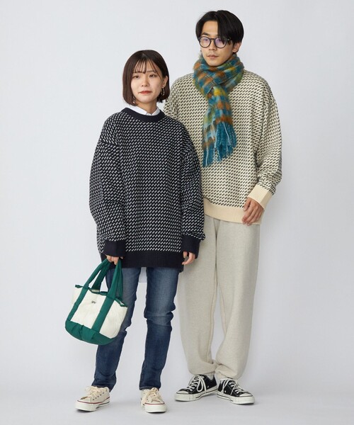 SHIPS（シップス）の「*SHIPS: リラックスフィット バーズアイ クルーネック ニット（ニット/セーター・メンズ・ダークグレー/ナチュラル/ネイビー/レッド・SMALL/MEDIUM/LARGE/X-LARGE）」の10枚目の写真