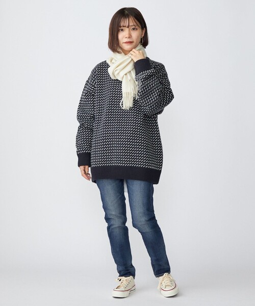 SHIPS（シップス）の「*SHIPS: リラックスフィット バーズアイ クルーネック ニット（ニット/セーター・メンズ・ダークグレー/ナチュラル/ネイビー/レッド・SMALL/MEDIUM/LARGE/X-LARGE）」の11枚目の写真