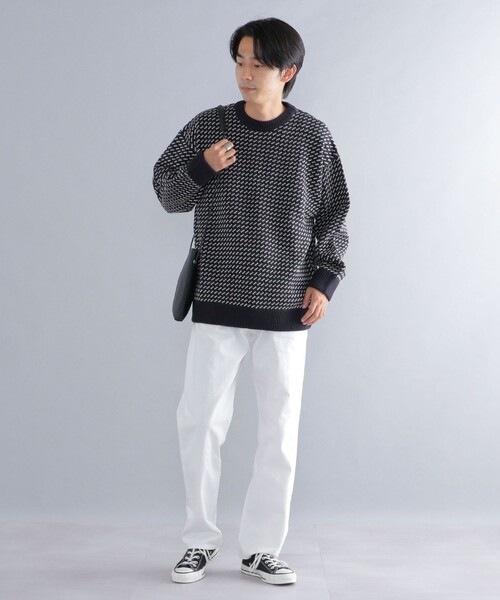 SHIPS（シップス）の「*SHIPS: リラックスフィット バーズアイ クルーネック ニット（ニット/セーター・メンズ・ダークグレー/ナチュラル/ネイビー/レッド・SMALL/MEDIUM/LARGE/X-LARGE）」の12枚目の写真