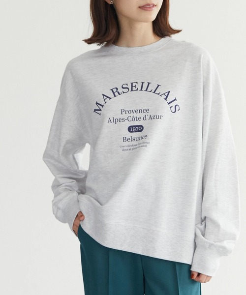 Green Parks(グリーンパークス)の「ロゴミニ裏毛プルオーバー(スウェット・レディース・ネイビー/チャコールグレー/ピンク/杢グレー・FREE)」の3枚目の写真