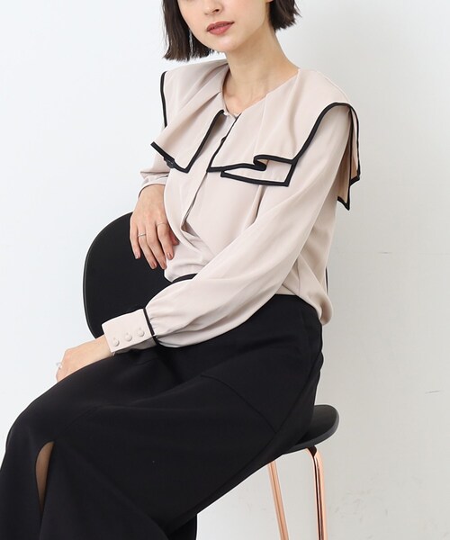 DRESKIP（ドレスキップ）の「◆セーラーカラー配色ブラウス（シャツ/ブラウス・レディース・ホワイト系7/ベージュ系4/ブラック系4・03/02）」の3枚目の写真
