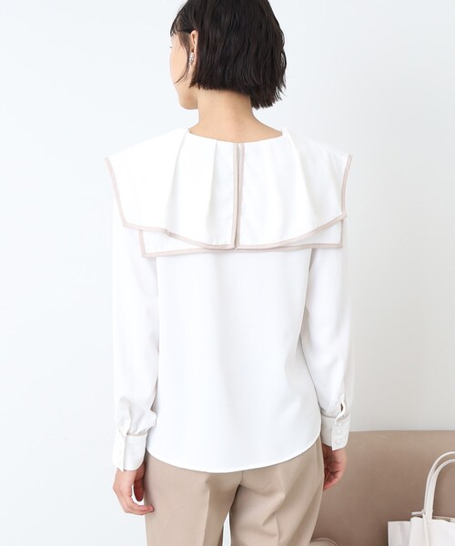 DRESKIP（ドレスキップ）の「◆セーラーカラー配色ブラウス（シャツ/ブラウス・レディース・ホワイト系7/ベージュ系4/ブラック系4・03/02）」の6枚目の写真